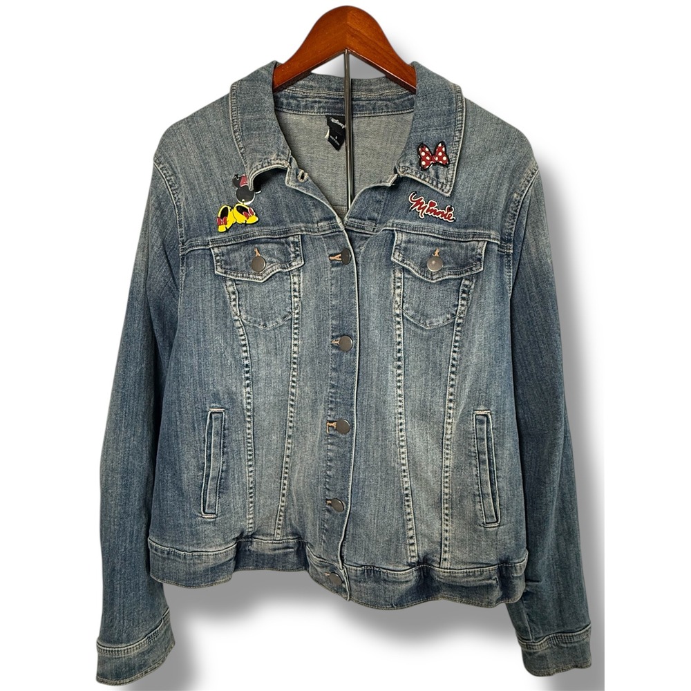 Torrid Disney Minnie Mouse Denim Jacket Women's Size 2 Trucker Jean Medium Wash